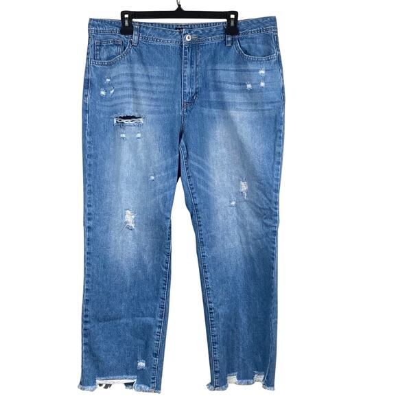 Flamingals Denim - Flamingals Jeans Women's 2XL 37x26 Wide Leg Ankle Raw Edge Distressed Beachy